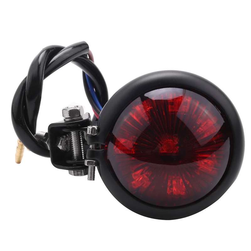 Red 12V Led Black Cafe Racer Tail Light Compatible Chopper Bobber