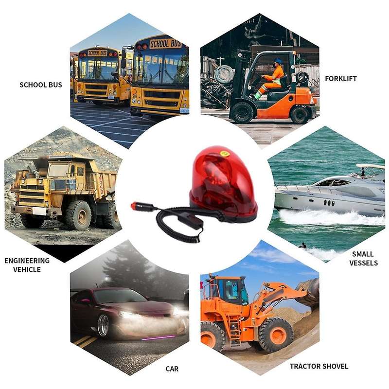 Red 12V Snail-Type Rotating Car Alarm Lights Warning Light Ceiling Light Strobe Light Universal for
