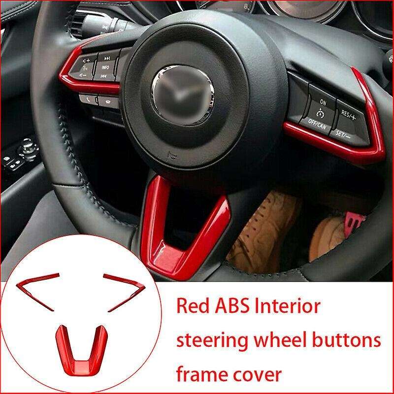 Red Abs Interior Steering Wheel Buttons Frame Cover for 3 6 -4 -5 -9 2016-2019(3pcs)