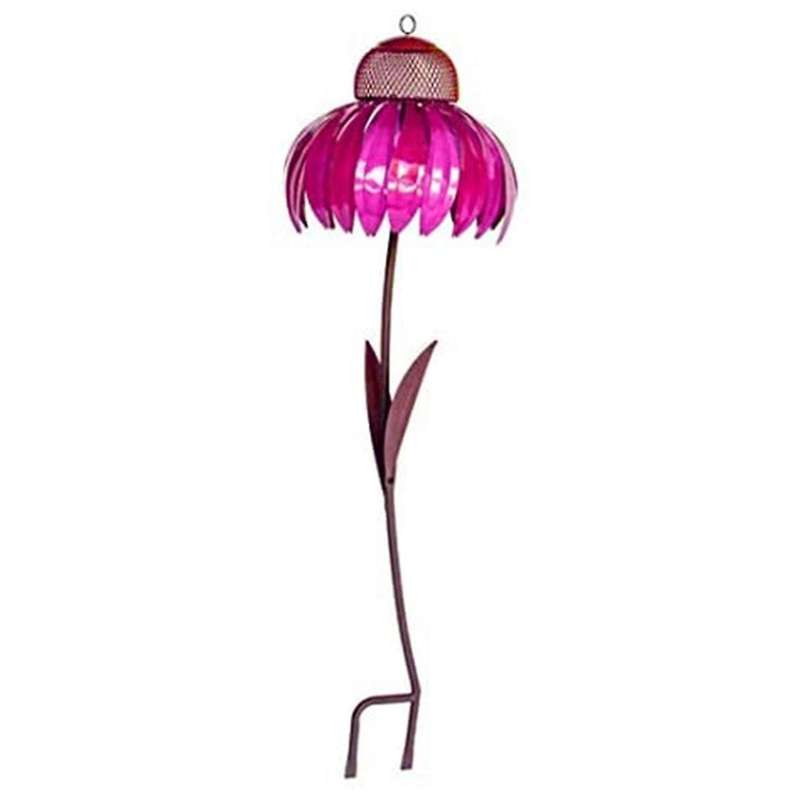 Red Bird Feeder Bottle with Stand Outdoor Garden Flower Shaped Bird Feeder