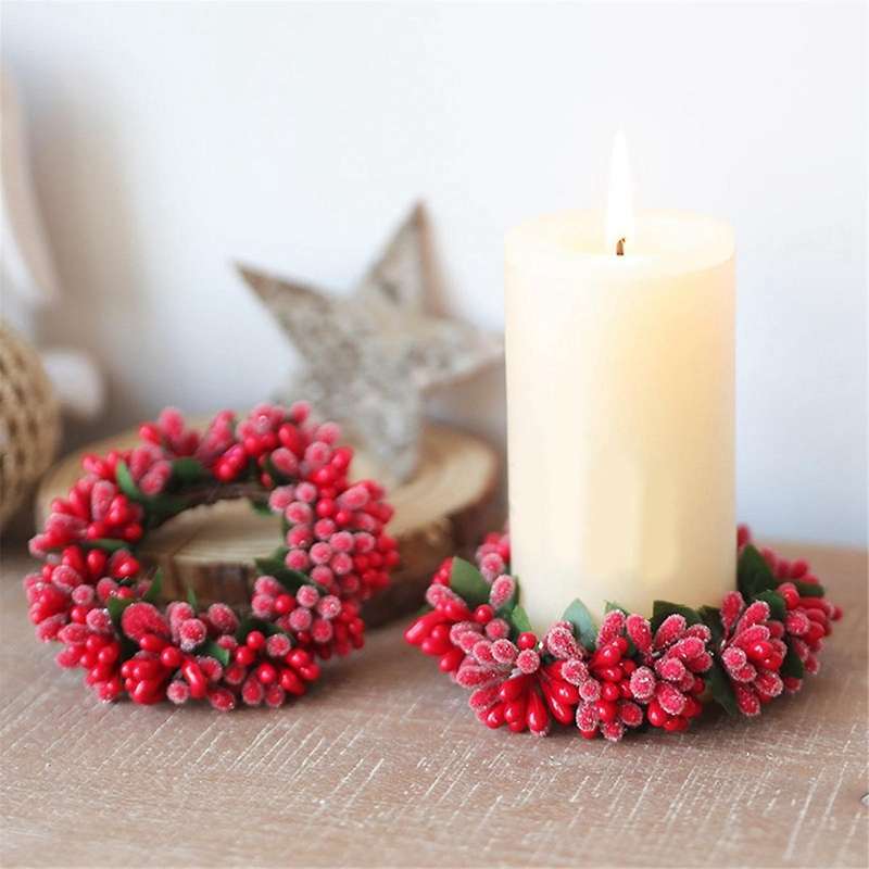 Red Berry Candlesticks Berry Candle Holder Christmas -Candle Holder Garland for Christmas Mini Ornam