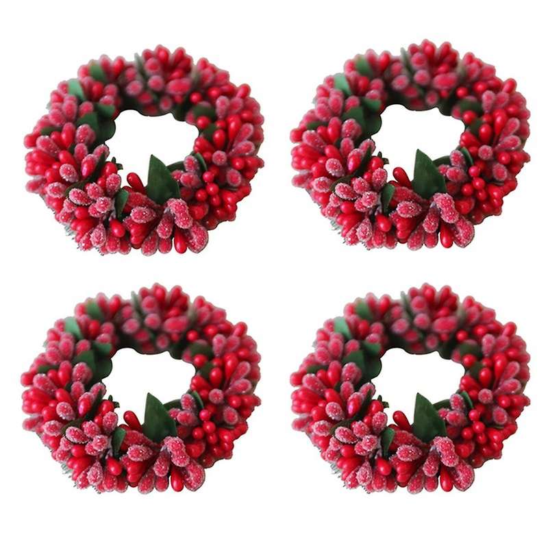 Red Berry Candlesticks Berry Candle Holder Christmas -Candle Holder Garland for Christmas Mini Ornam