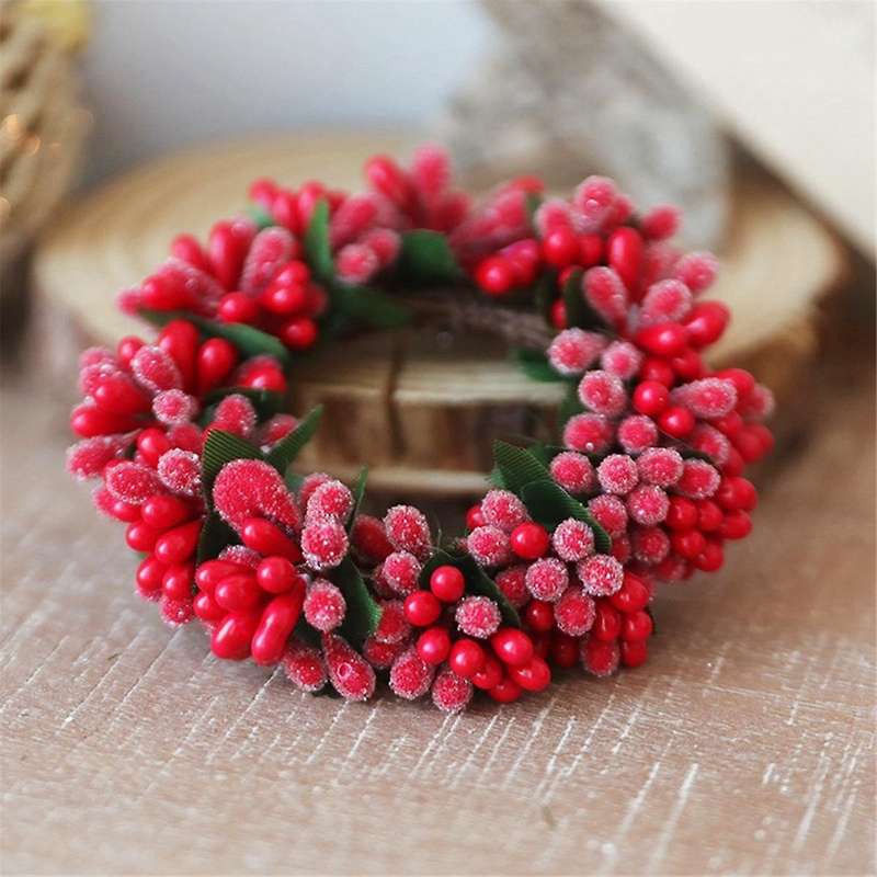 Red Berry Candlesticks Berry Candle Holder Christmas -Candle Holder Garland for Christmas Mini Ornam