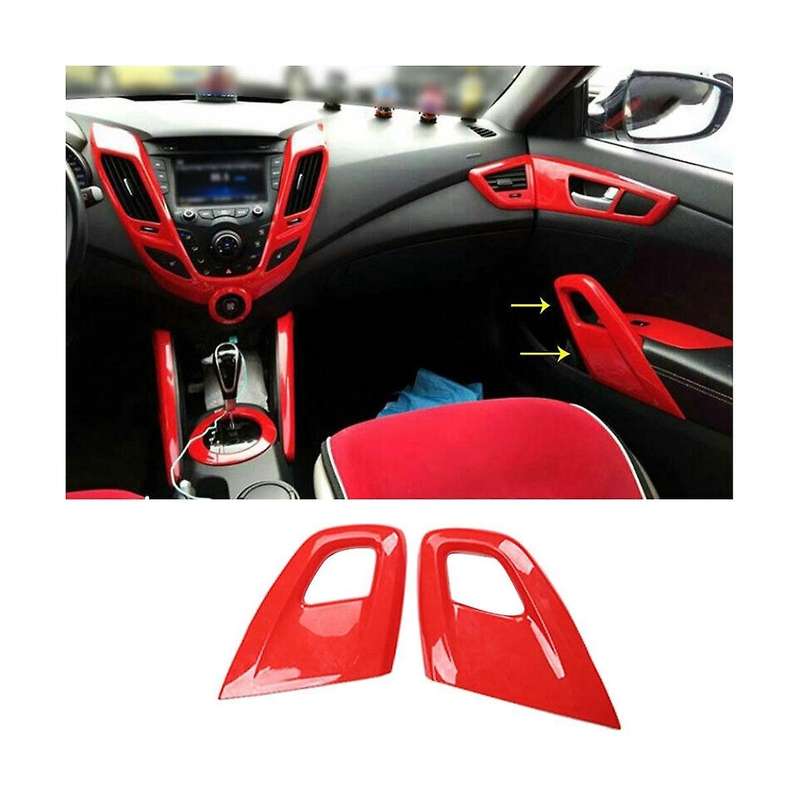 Red Car Interior Door Armrest Pull Handle Protective Cover Trim for 2011-2017