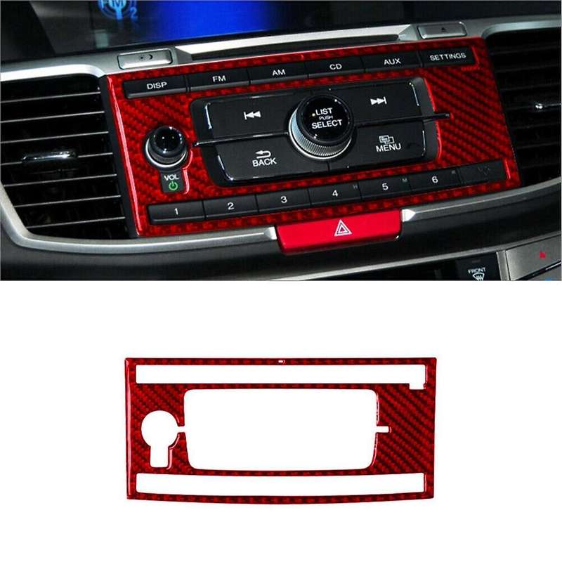 Red Carbon Fiber Central Console Panel Cover Trim for Accord 2013-2017 Type A