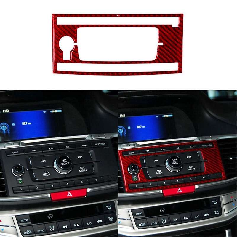 Red Carbon Fiber Central Console Panel Cover Trim for Accord 2013-2017 Type A
