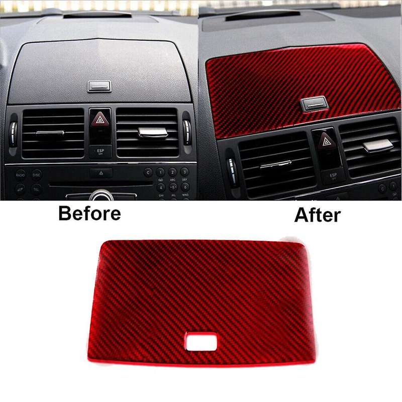 Red Carbon Fiber Console GPS Navigation Cover Trim for W204 2007-2010