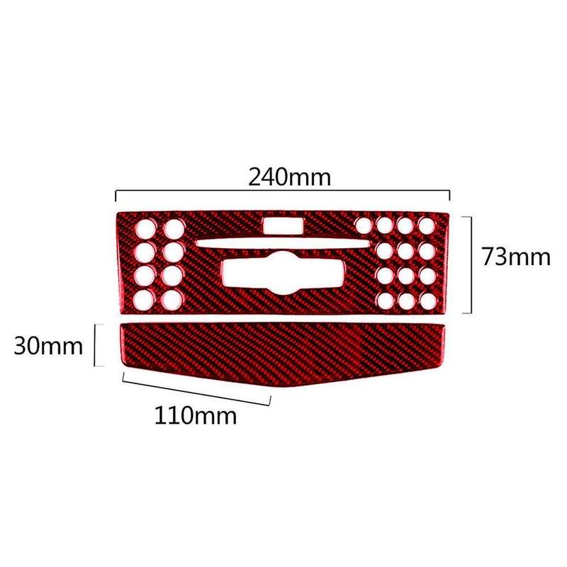 Red Carbon Fiber Console CD Panel Trim for C Class W204 2007-2010