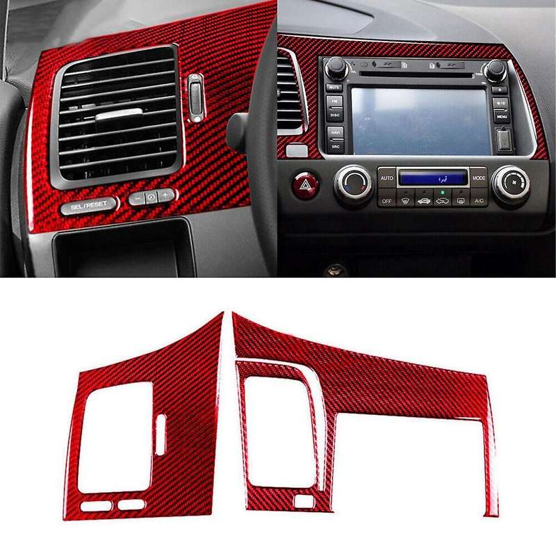 Red Carbon Fiber Navigation & Cover Trim for 8th Gen 2006-11