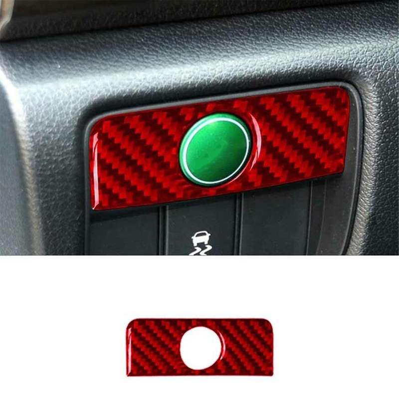 Red Carbon Fiber Interior Button Panel Cover Trim for Accord 2013-17