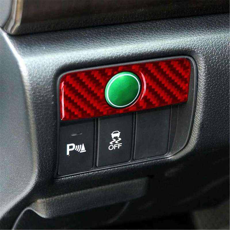 Red Carbon Fiber Interior Button Panel Cover Trim for Accord 2013-17