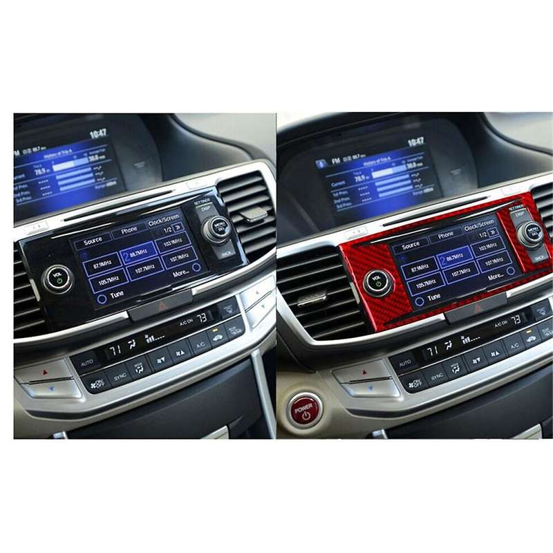 Red Carbon Fiber Central Console Panel Cover Trim for Accord 2013-2017 Type C