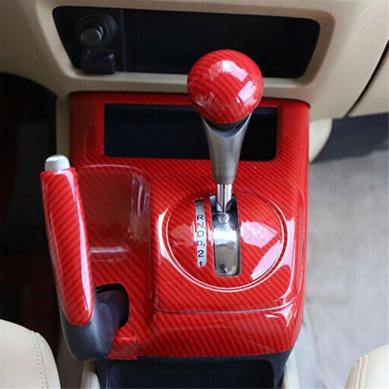 Red Carbon Fibre Central Console Handbrake Cover Strip Trim for 2006-2011