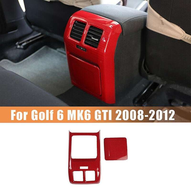 Red Carbon Fiber Rear Air Outlet Vent Trim Protection Cover Anti-Kick Panel for Golf 6 MK6 -2008-201