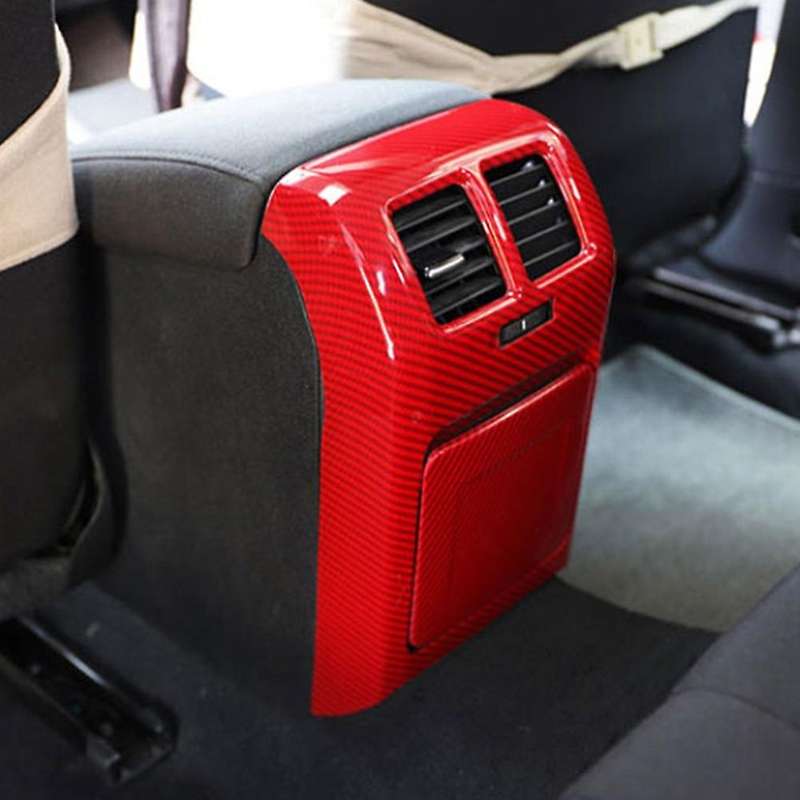 Red Carbon Fiber Rear Air Outlet Vent Trim Protection Cover Anti-Kick Panel for Golf 6 MK6 -2008-201