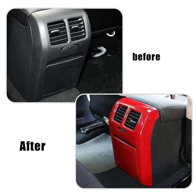 Red Carbon Fiber Rear Air Outlet Vent Trim Protection Cover Anti-Kick Panel for Golf 6 MK6 -2008-201