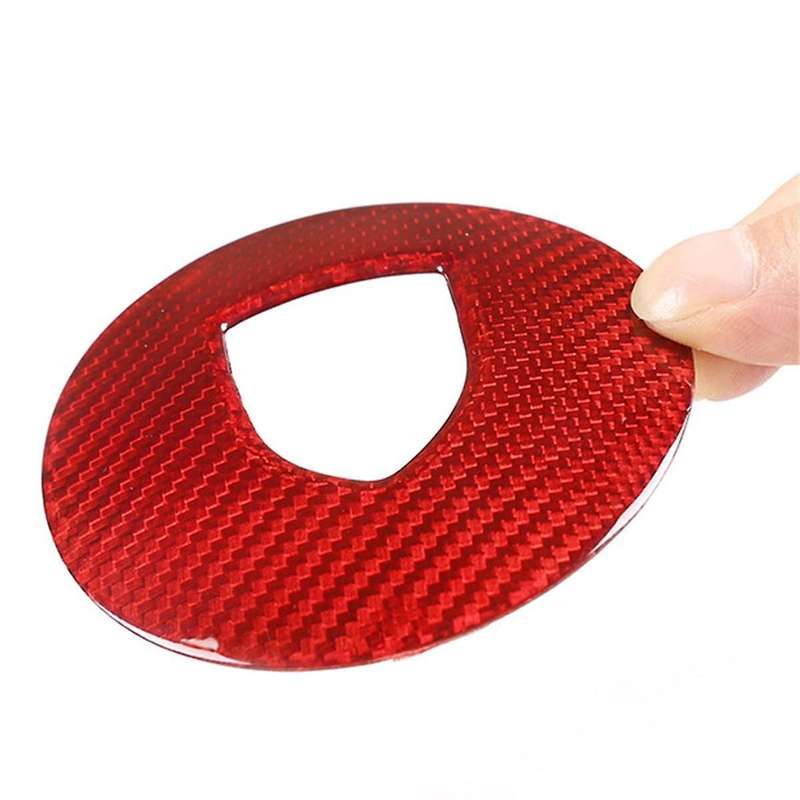 Red Carbon Fiber Steering Wheel Cover Trim for 718 2019-2023 Logo Circle Sticker