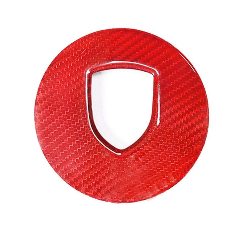 Red Carbon Fiber Steering Wheel Cover Trim for 718 2019-2023 Logo Circle Sticker