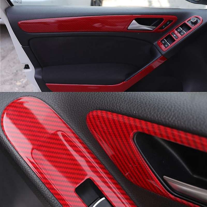 Red Carbon Fiber Window Lift Panel Switch Cover Trim for Golf 6 MK6 - 2008-2012 Accessories Interior