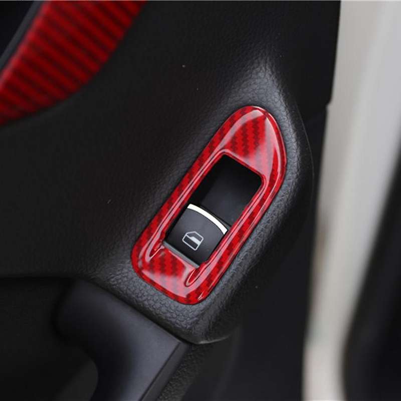 Red Carbon Fiber Window Lift Panel Switch Cover Trim for Golf 6 MK6 - 2008-2012 Accessories Interior