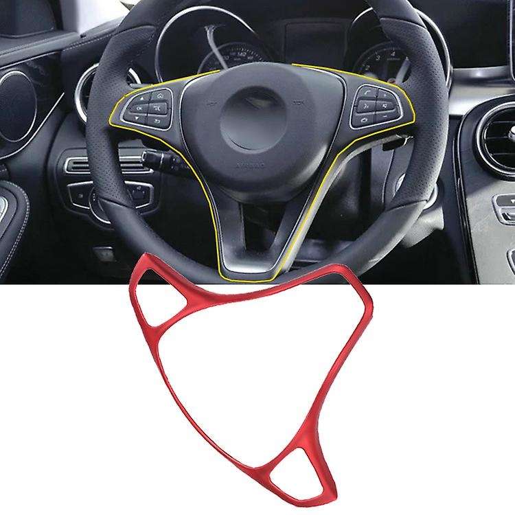 Red for E C GLC GLA Class 2014-2017 Steering Wheel Panel Trim Cover Sticker Switch Button Decor
