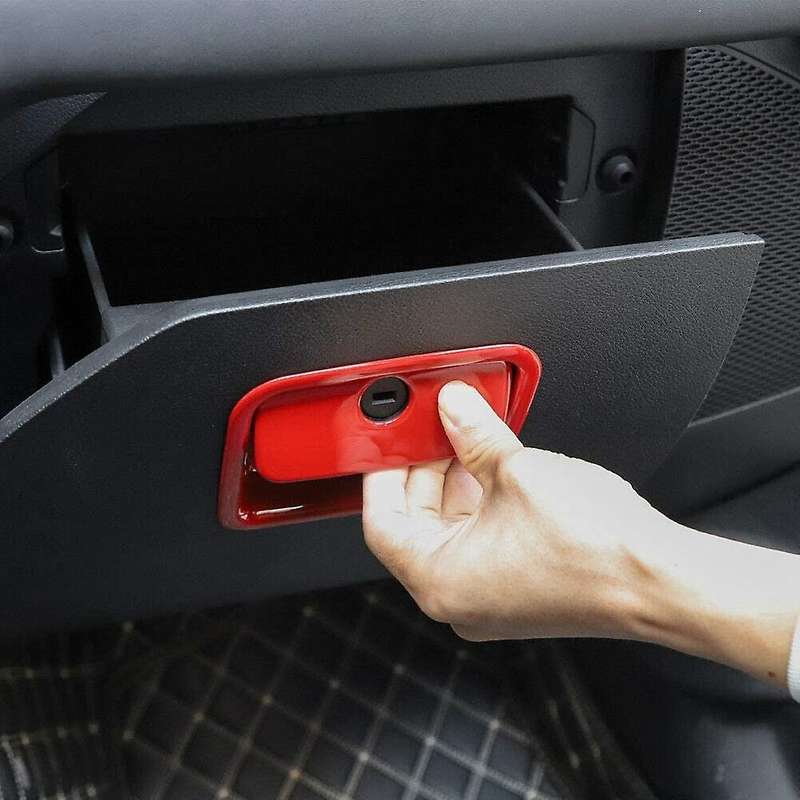 Red Co-Pilot Storage Box Handle Cover Frame Decal Trim for 2018-2020 JL JLU