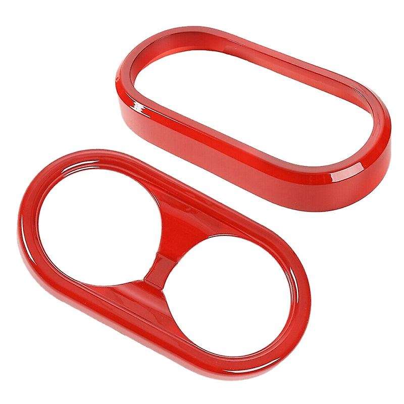 Red Gear Shift Panel & Cup Holder Cover Trim Ring for JK 2007-2010