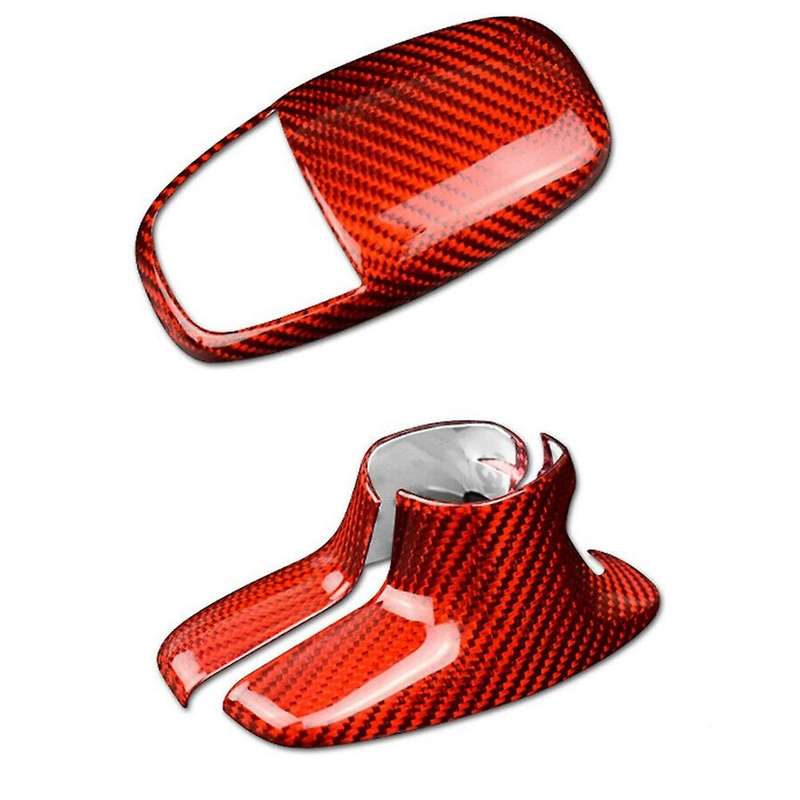 Red Gear Shift Knob Cover Carbon Fiber for Charger 2015-2019