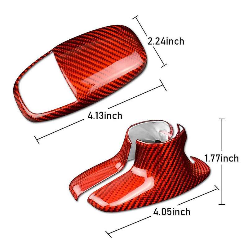 Red Gear Shift Knob Cover Carbon Fiber for Charger 2015-2019