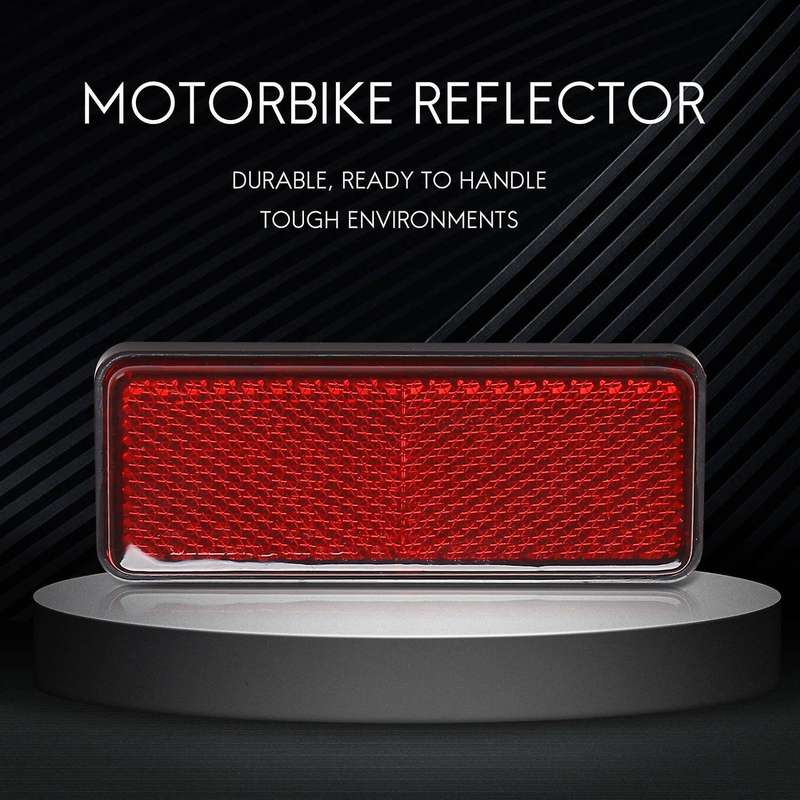 Red Light Rear Motorbike Scooter Bike Reflector Number Plate Rectangle Reflector For