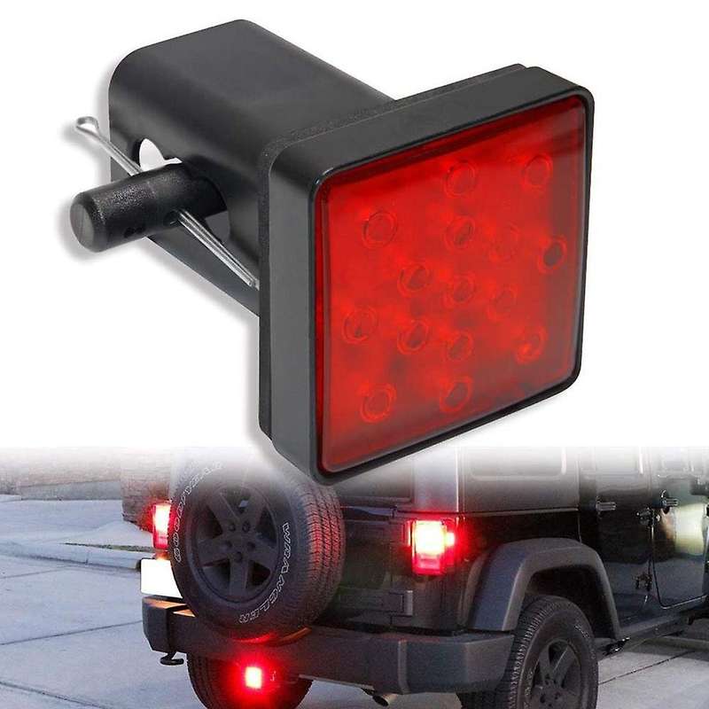 Red Lens 15-LED Tow Hitch Receiver W/Strobe Feature Brake Tail Light for Truck SUV 2-Inch Towing Ada