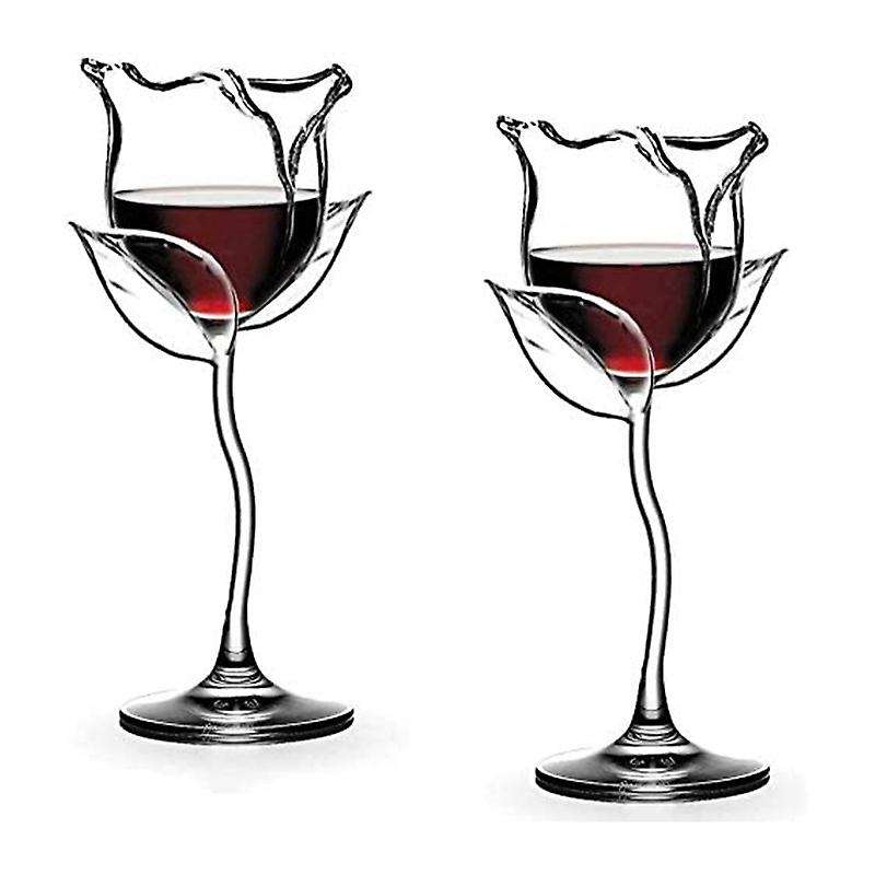 Red Wine Glass Goblet Cocktail Glass Rose Flower Shape Lead-Free Wine Glass Party Dinner Wedding Cel