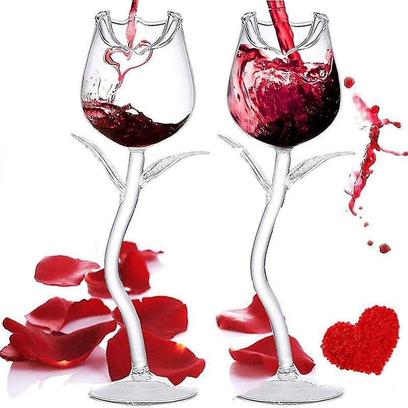 Red Wine Glass Goblet Cocktail Glass Rose Flower Shape Lead-Free Wine Glass Party Dinner Wedding Cel