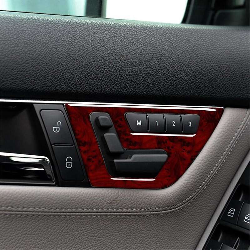 Red Wood Grain Inner Door Seat Adjustment Switch Cover Trim for C Class W204 2007-2013