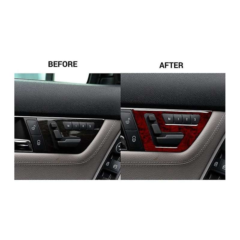 Red Wood Grain Inner Door Seat Adjustment Switch Cover Trim for C Class W204 2007-2013
