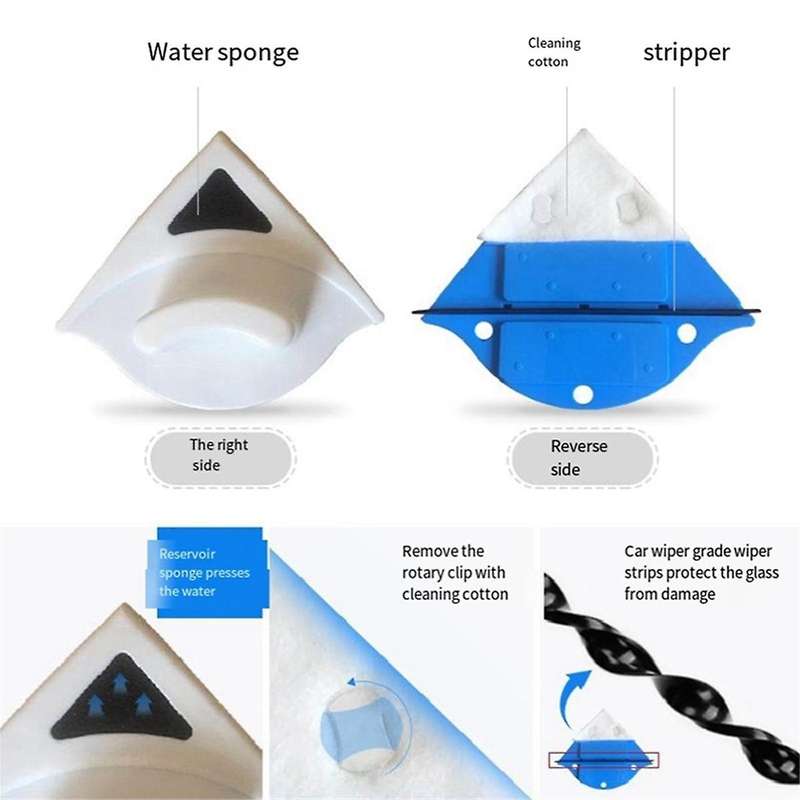 Red-double-side Magnetic Glass Wiper Window Cleaner Surface Cleaning Brush Triangle Cleaning Tools f