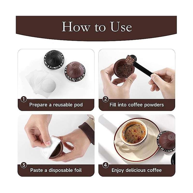 Refillable Coffee Containers Compatible with for Vertuoline Refill Vertuoline Pod with 50 Foil Lid