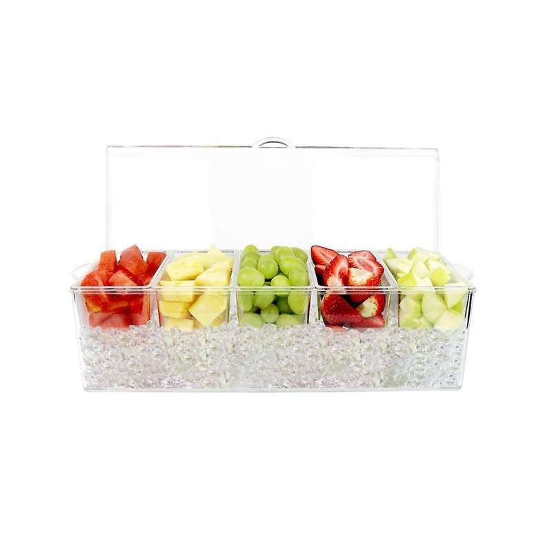 Refrigerated Condiment Plate Picnic -keeping Ice Box -grid Split Fruit Plate Seasoning Plate