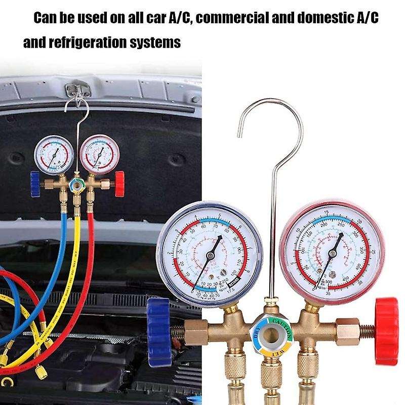 Refrigerant Pressure Gauge Set Air Conditioning Tool for R12 R22 R404A R134A Air Conditioning and Re