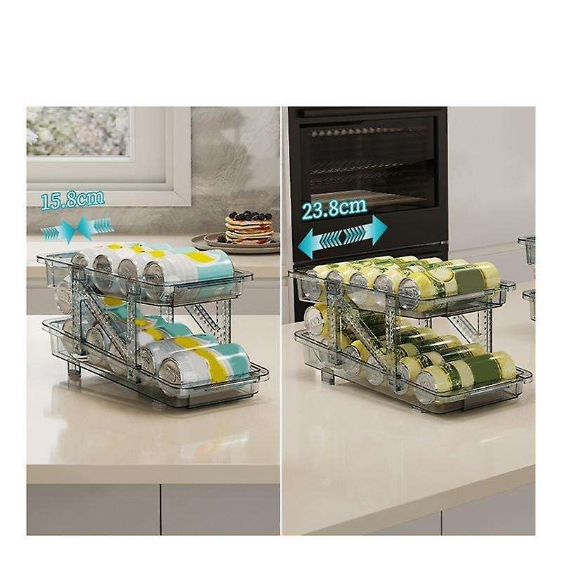 Refrigerator Can Dispenser Rolling Beverage Can Fridge Organizer Shelf Beer Coke Storage Refrigerato