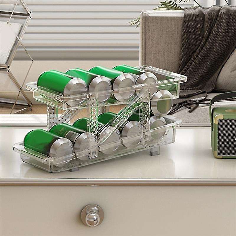 Refrigerator Can Dispenser Rolling Beverage Can Fridge Organizer Shelf Beer Coke Storage Refrigerato