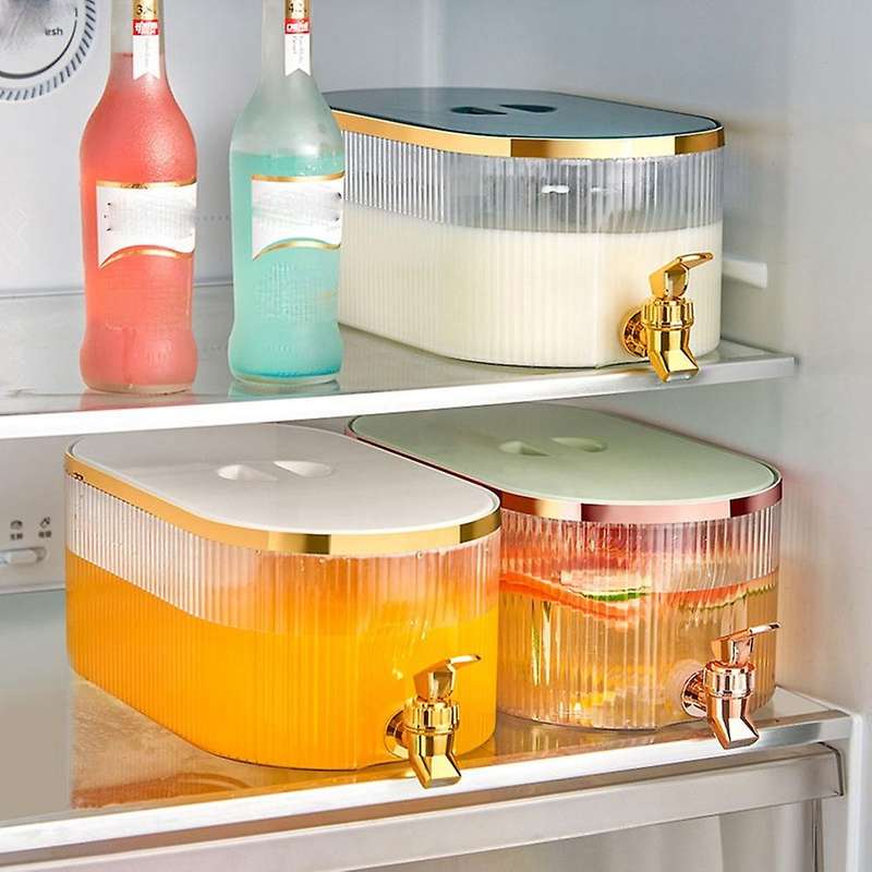 Refrigerator Drink Dispenser with Spigot Leakproof Plastic Water Container Cooling Beverage Dispens