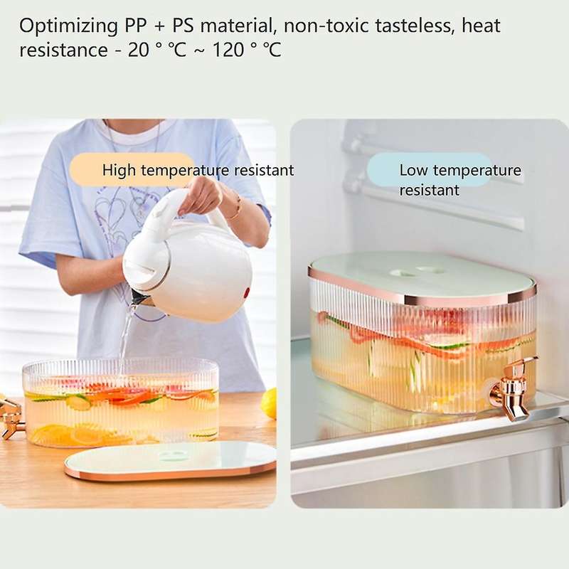 Refrigerator Drink Dispenser with Spigot Leakproof Plastic Water Container Cooling Beverage Dispens