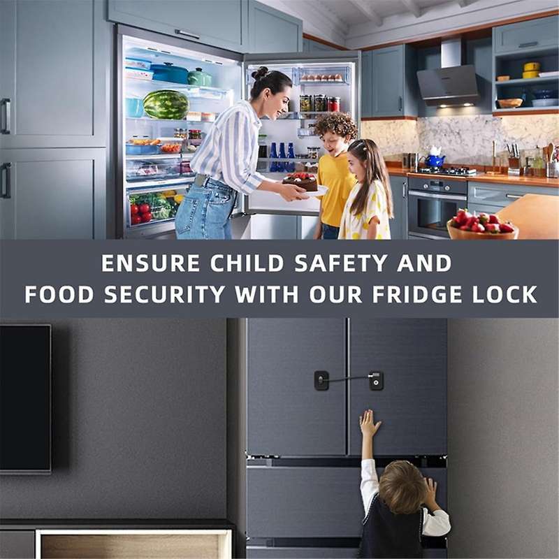 Refrigerator Lock 2 Packs,Fridge Lock Protection Fridge Locks with Key Surface-Friendly Freezer Lock