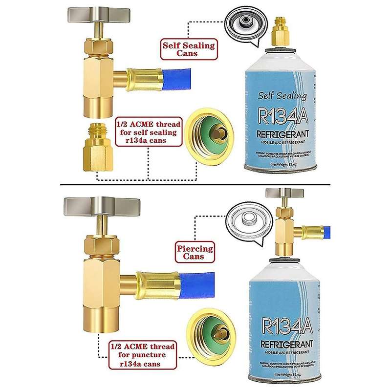 Refrigerator Freon Recharge Hose with Gauge Kit R134a R12 R22,with Bpv31 Piercing Tap Valve,for A/c