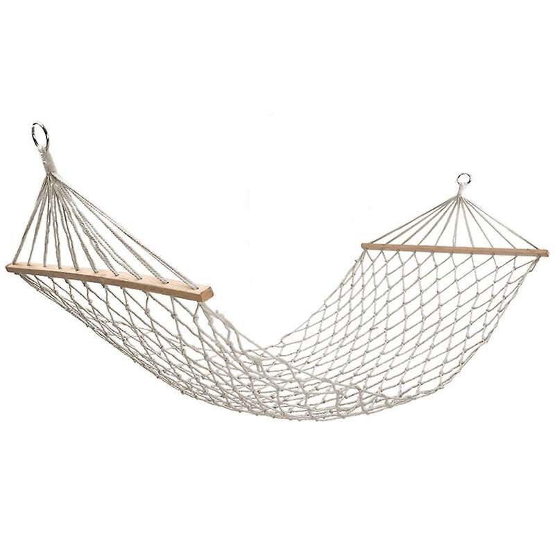 Reinforced Wooden Bar Hammock Outdoor Hammock Indoor Cotton and Linen Mesh Swing Single Double Hammo