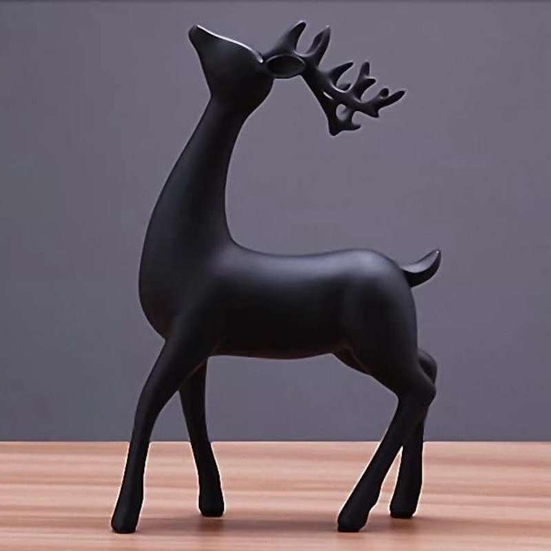 Reindeer Figurines Set of 2 Resin Deer Statues Sculpture Deer Ornaments for Living Room TV/Wine Cabi