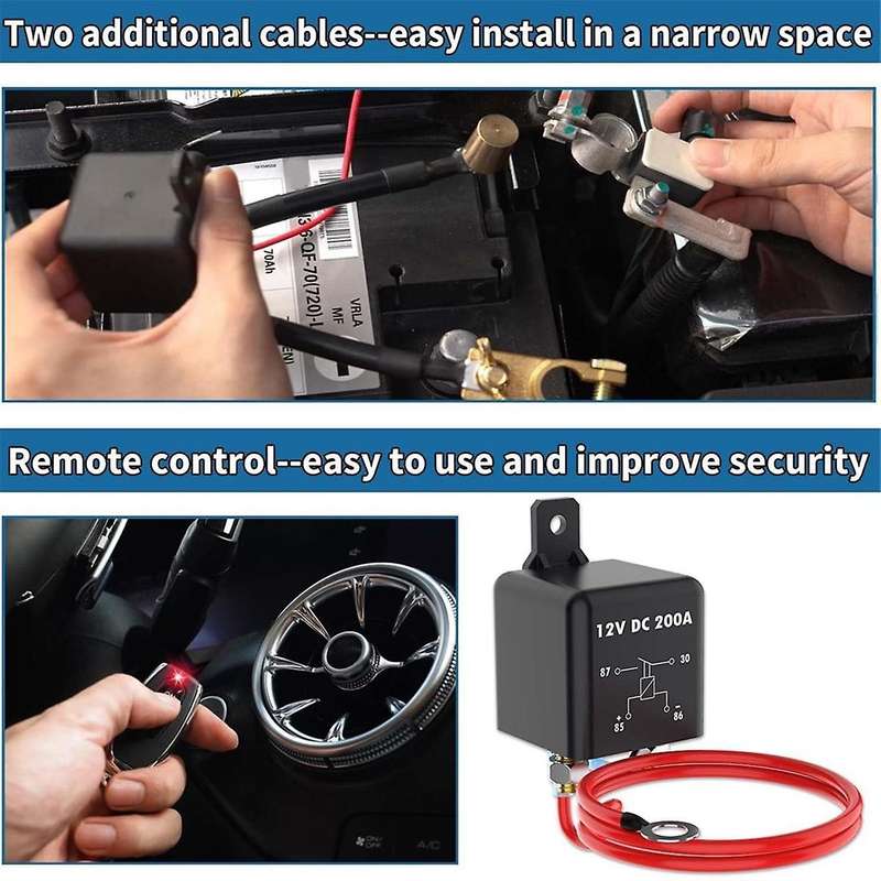 Remote Battery Disconnect Switch 200A 12V Top Post Negative Battery Shut Off Switch for Car RV Truck
