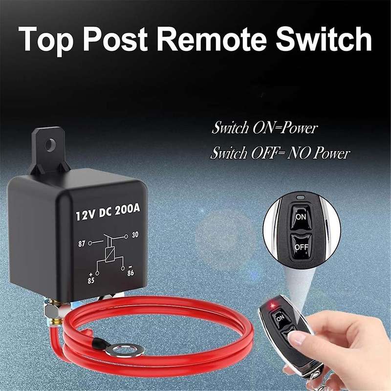 Remote Battery Disconnect Switch 200A 12V Top Post Negative Battery Shut Off Switch for Car RV Truc