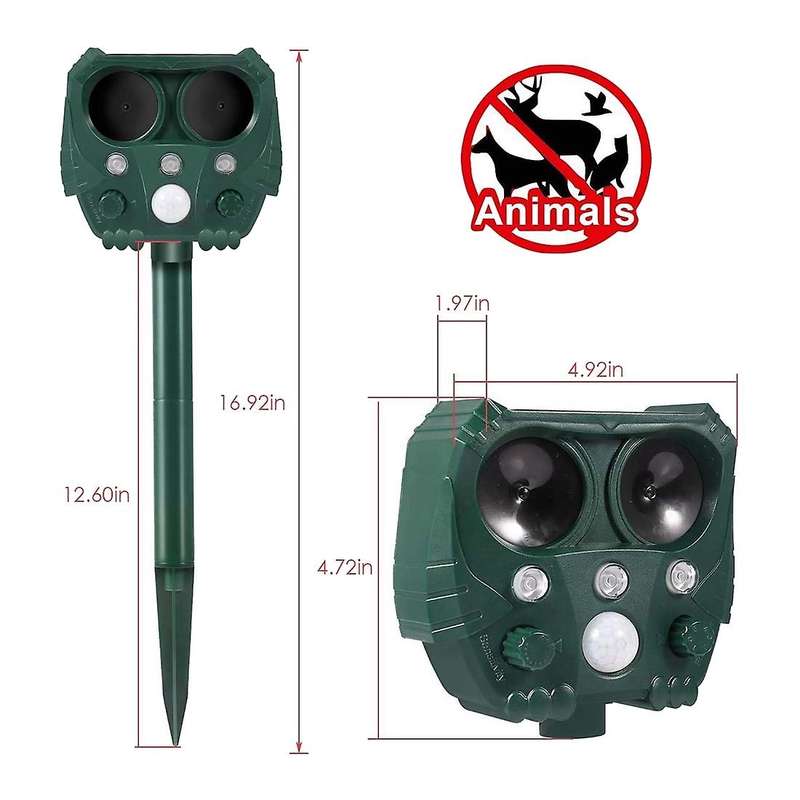 Repellent,outdoor Solar Ultrasonic Animal Deterrent,mole Repeller for Garden , , Skunks, Squirrel